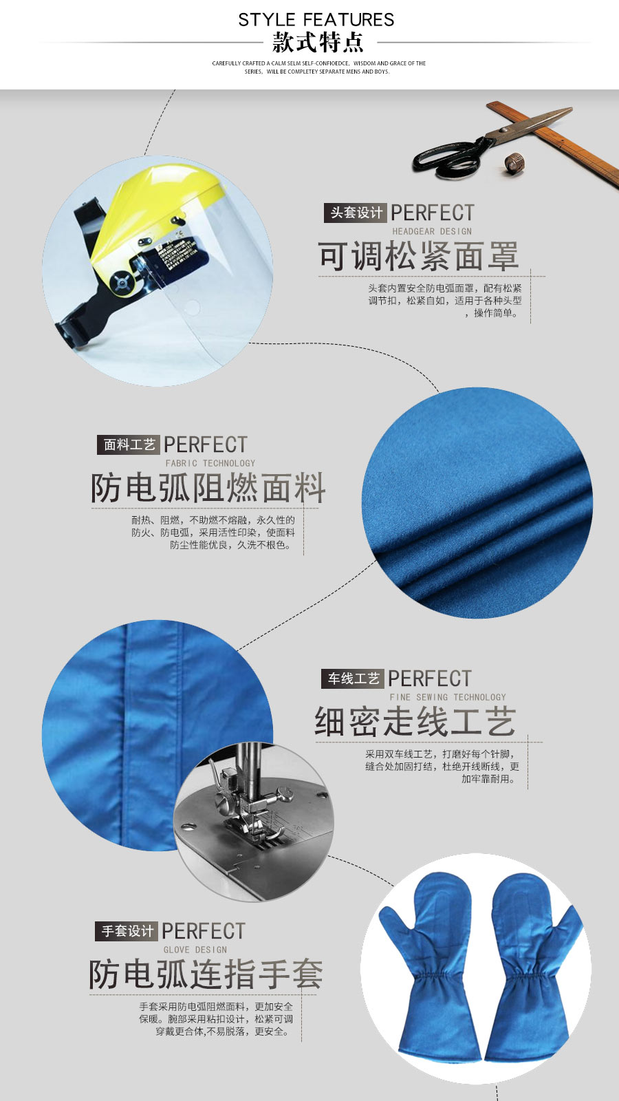 阻燃絕緣防電弧服套裝—款式特點