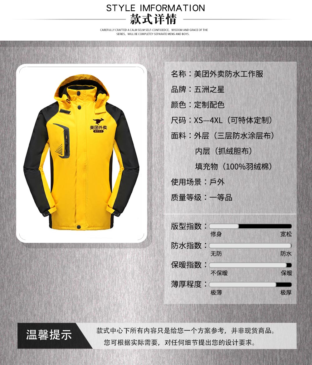 美團(tuán)外賣防水工作服—款式詳情